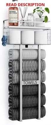 Aetyord Towel Rack   Wall Mount Silver/White