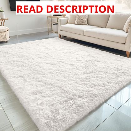 OLANLY 5x7 Machine Washable Shag Rugs - Ivory