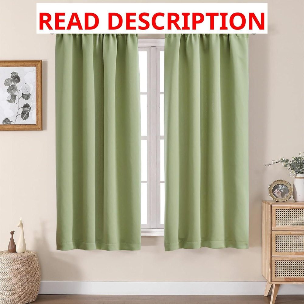 Aiyufeng Sage Green Blackout Curtains 63"