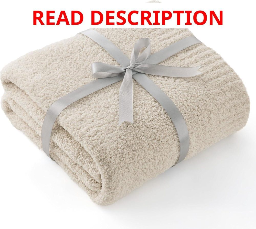 Bedsure Beige Knit Twin Blanket - 60x80