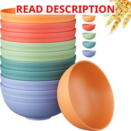 Quatish 10 PCS Cereal Bowls Plastic Bowls