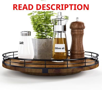 AMH 12-Inch Farmhouse Oak Lazy Susan Organizer