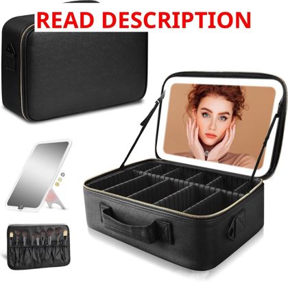 Travel Makeup Bag with LED Mirror