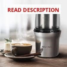 Secura Coffee & Spice Grinder with 2 stainless