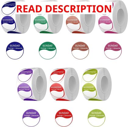 Days of Week Sticker Labels - Date Dots