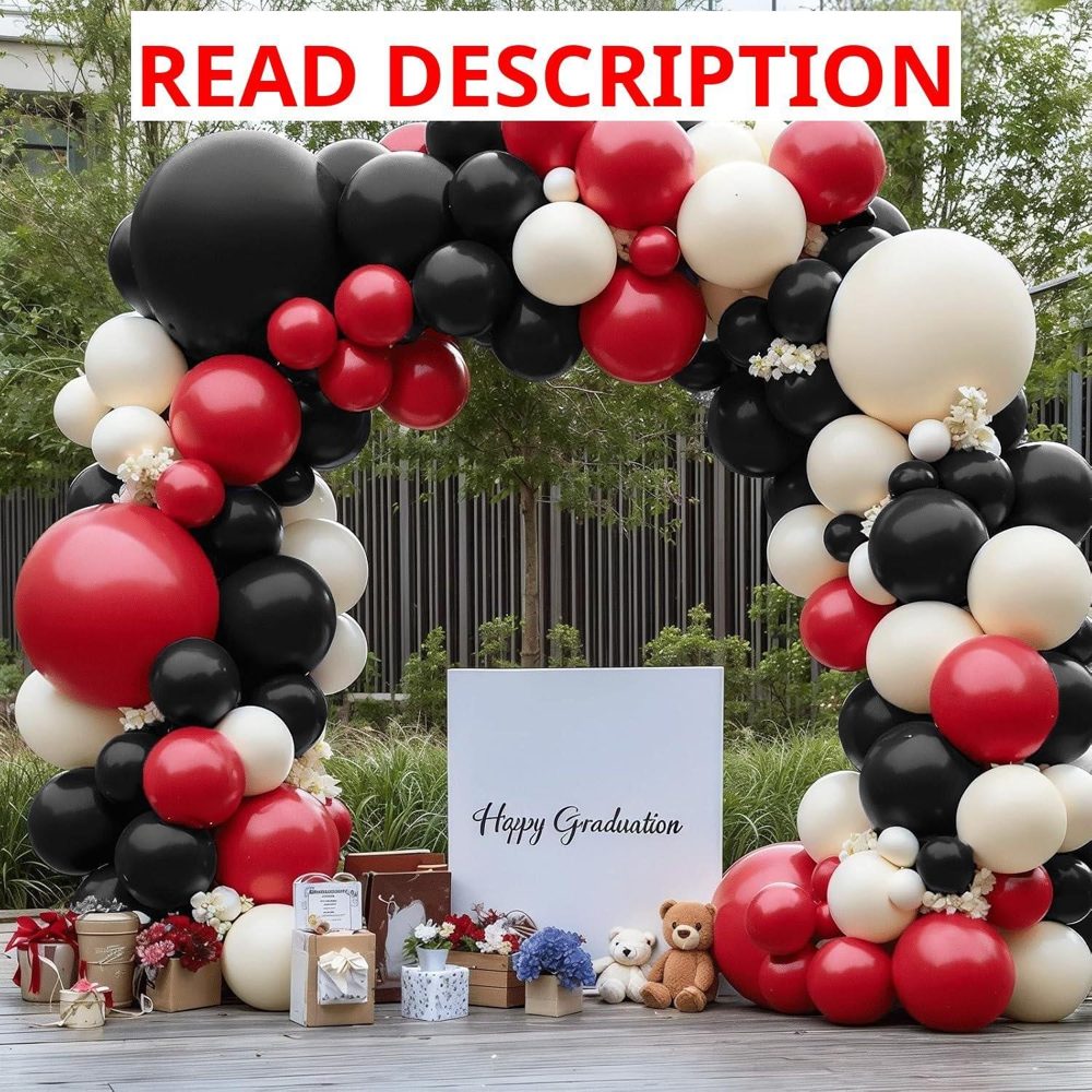 Blocesa Red Black White Balloons Arch Kit