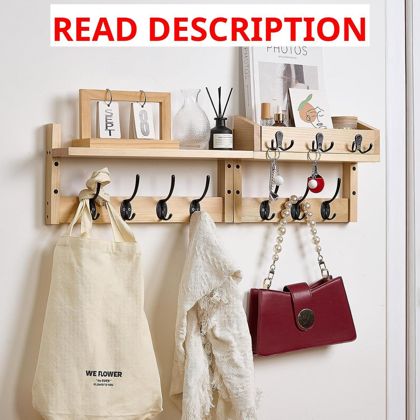 Wood Color 28.9" Wall Coat Rack with Shelf