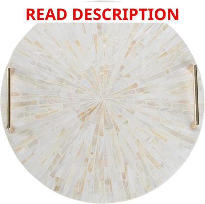 PEMAR Pearl Tray 13" Round w/ Gold Handles