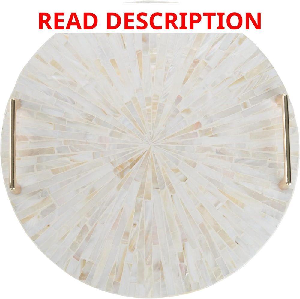 PEMAR Pearl Tray 13" Round w/ Gold Handles