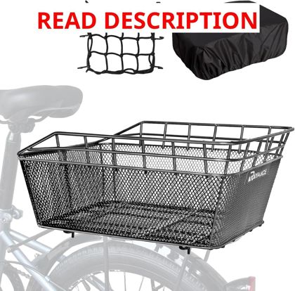 RAYMACE Bike Basket Rear with Net & Cover