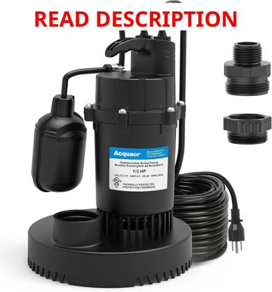 Acquaer 1/3HP Submersible Sump Pump 3040GPH