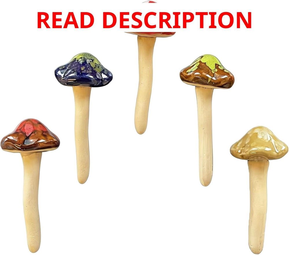 5 Pcs Ceramic Mushrooms for Garden Decor