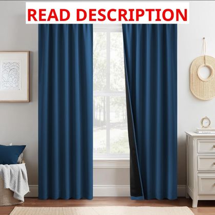 NICETOWN Moroccan Blue Blackout Curtains 52x84