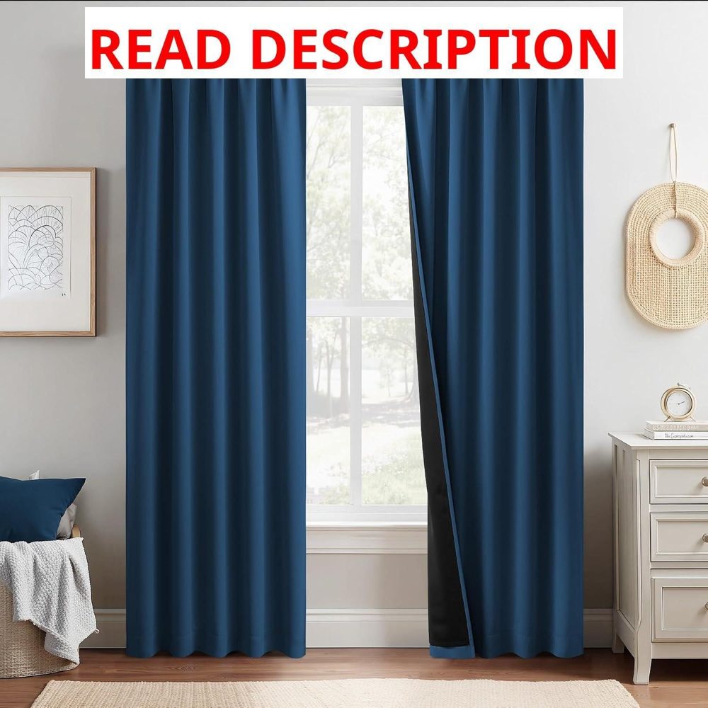 NICETOWN Moroccan Blue Blackout Curtains 52x84