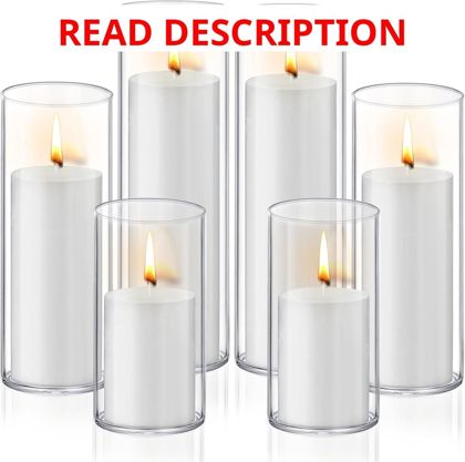 Homjoy 12 White Pillar Candles with Holders