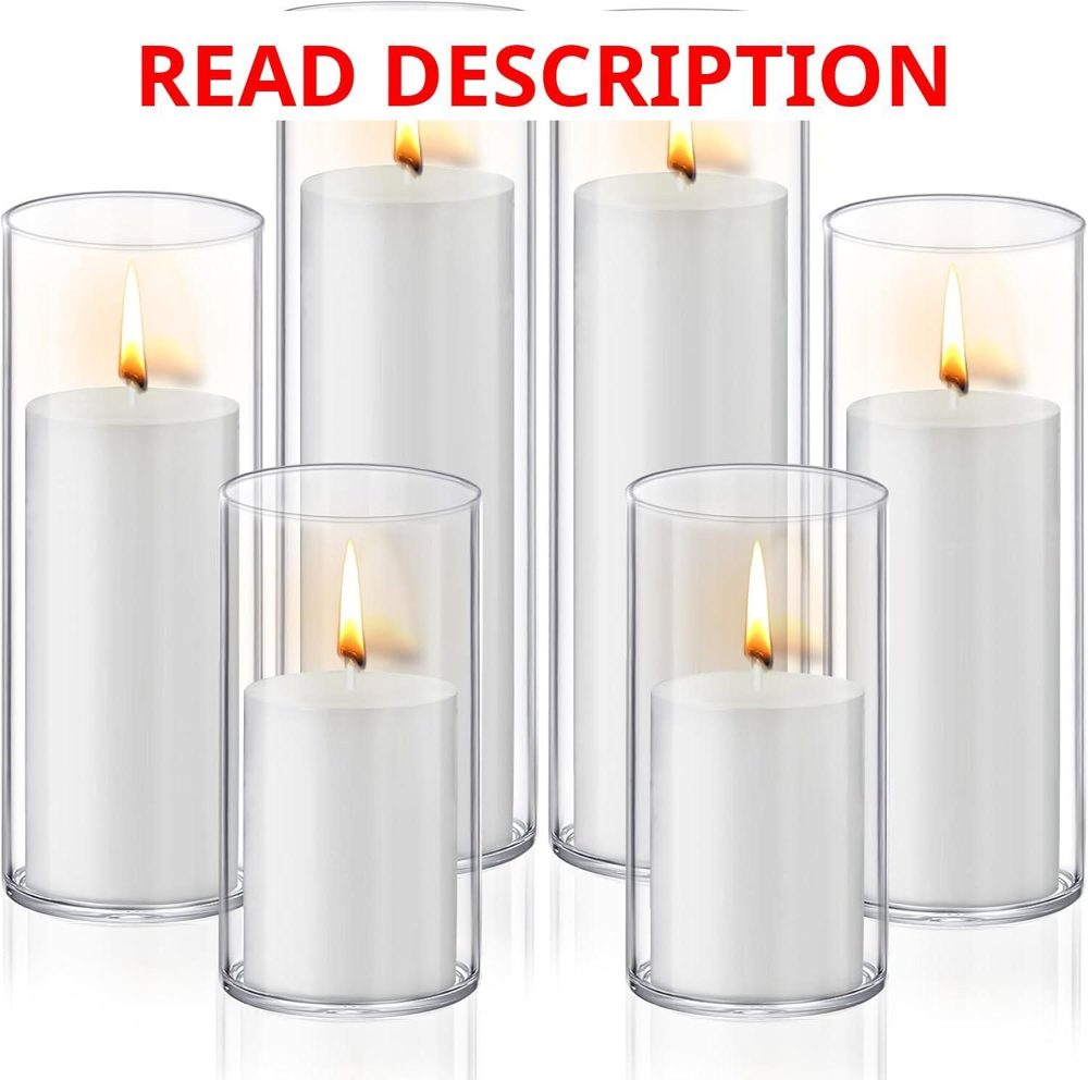 Homjoy 12 White Pillar Candles with Holders