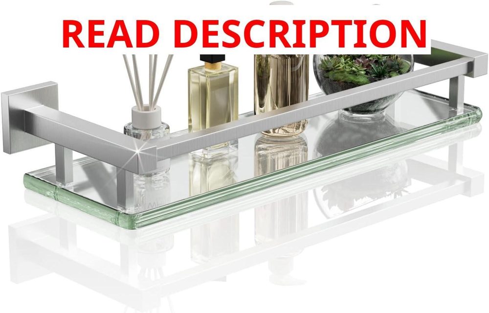 Alise 16" Glass Shelf Brushed Nickel Floating