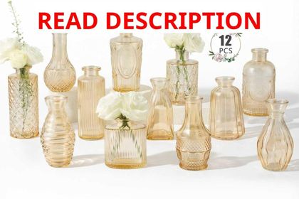 BEAHOT Gold Bud Vase 12 Pack for Events