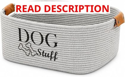 Geyecete Square Dog Toy Storage Basket Gray