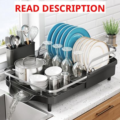 SNTD Expandable Dish Rack 15.2 22.1 in Black