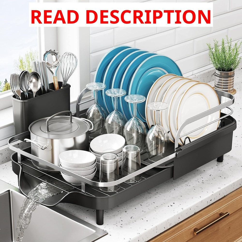 SNTD Expandable Dish Rack 15.2 22.1 in Black