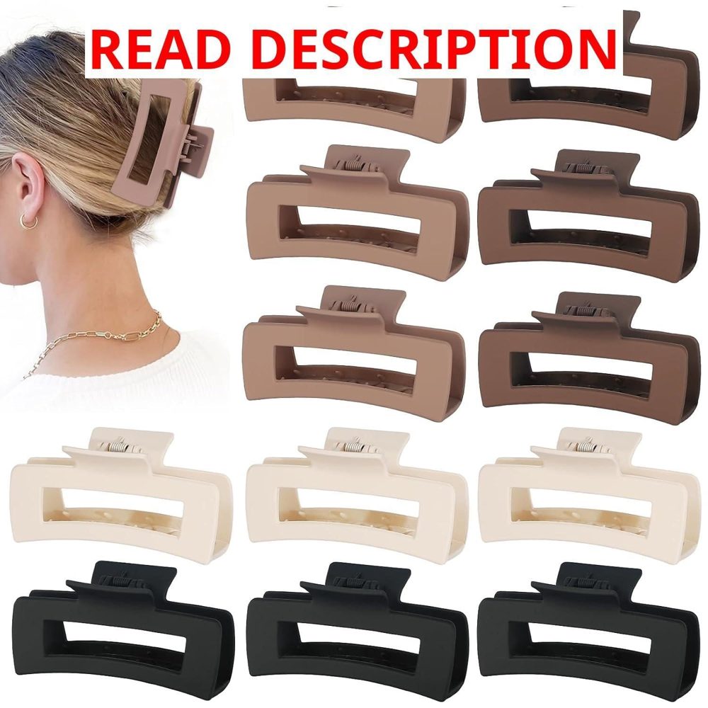 Sisiaipu 12 Pcs Large Hair Claw Clips Brown