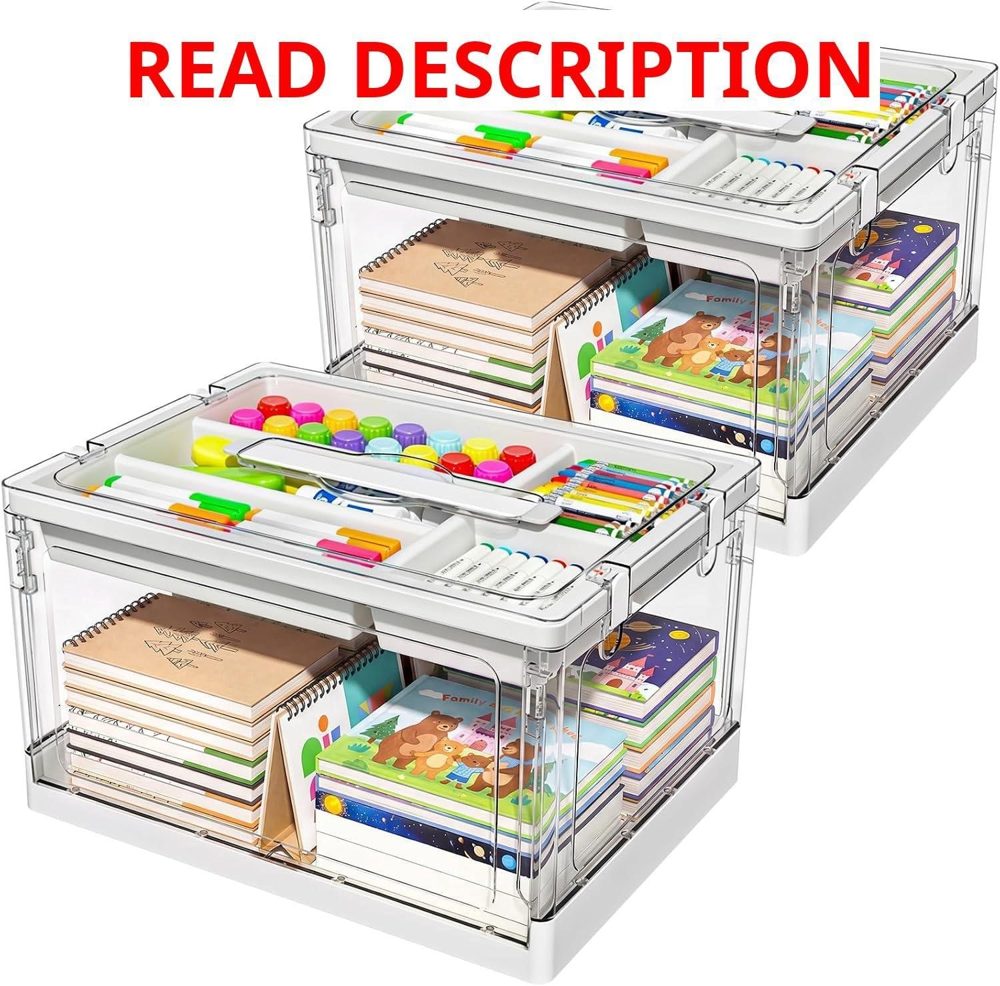 24QT 2-Packs Clear Craft Organizers with Trays