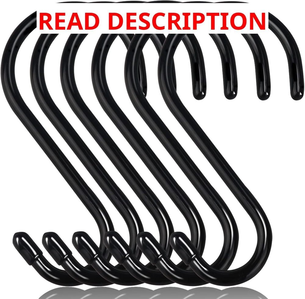 DINGEE 6" Heavy Duty S Hooks 6 Pack Black