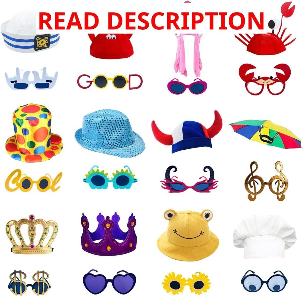 Funny Hats & Glasses for Photo Booth Props