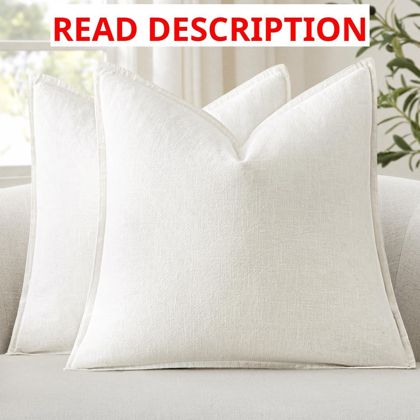 ANRODUO Linen Euro Sham Covers 26x26 Cream 2P