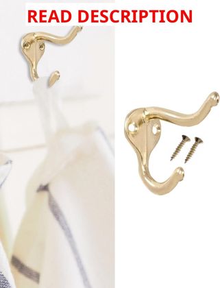 Wall Hanging Coat Hooks Brass Plated 5 Pack