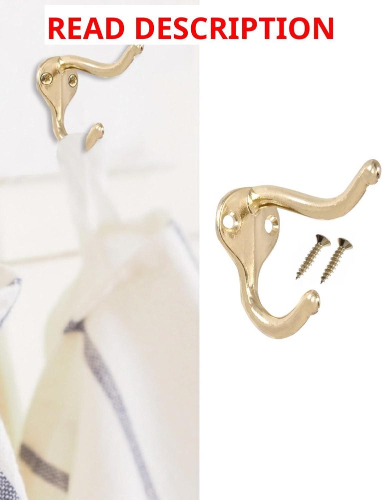 Wall Hanging Coat Hooks Brass Plated 5 Pack