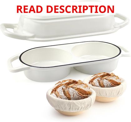 Yonill Mini Double Dutch Oven with Lid (White)