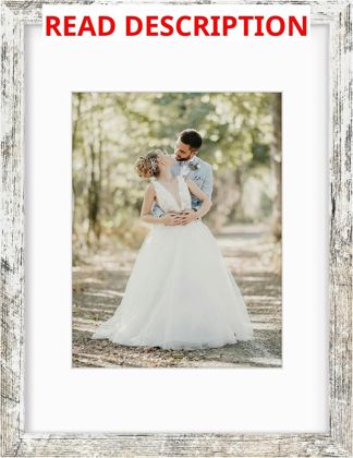 12x16 Picture Frame with Mat Weathered White