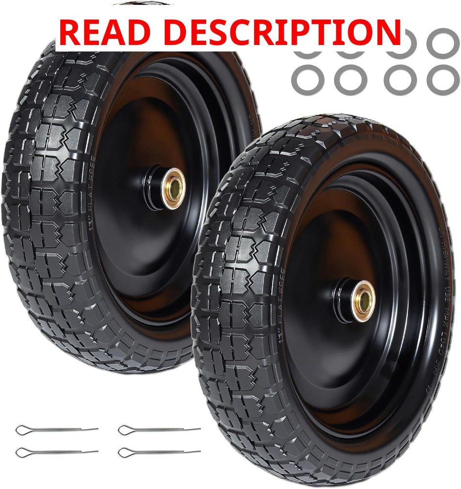 2 Pack 13" Solid Rubber Tire Wheels