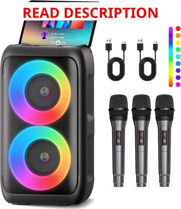 Bluetooth Speaker and 3 Wireless Mics Karaoke