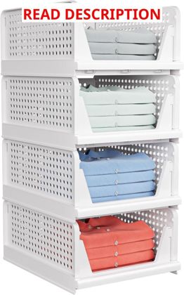 caktraie 4 Pack Stackable Storage Bins