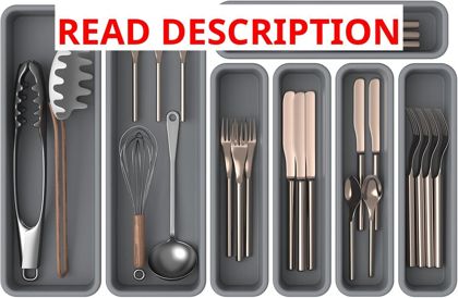 7 Pack Silicone Silverware Organizer Grey