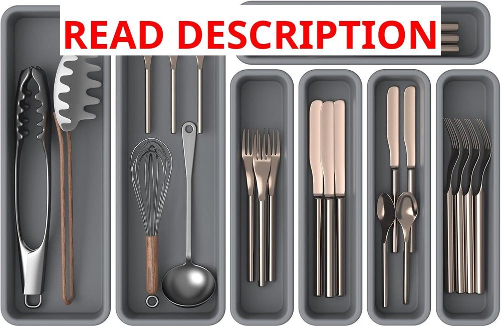 7 Pack Silicone Silverware Organizer Grey