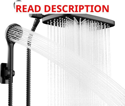 Black Rain Shower Head with Handheld 5 Modes