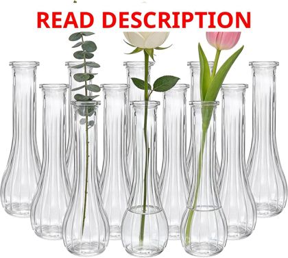 Bud Glass Vases for Centerpieces 12 Pack