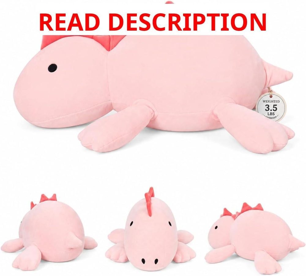 Pink Dinosaur Plush 3.5 lb Weighted Animal