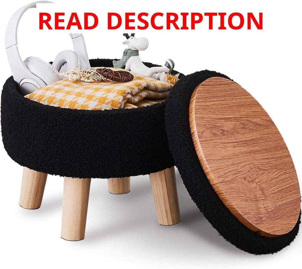 Wimarsbon Velvet Round Ottoman Black