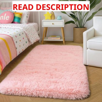 Amdrebio Pink Small Fluffy Area Rug 2x3
