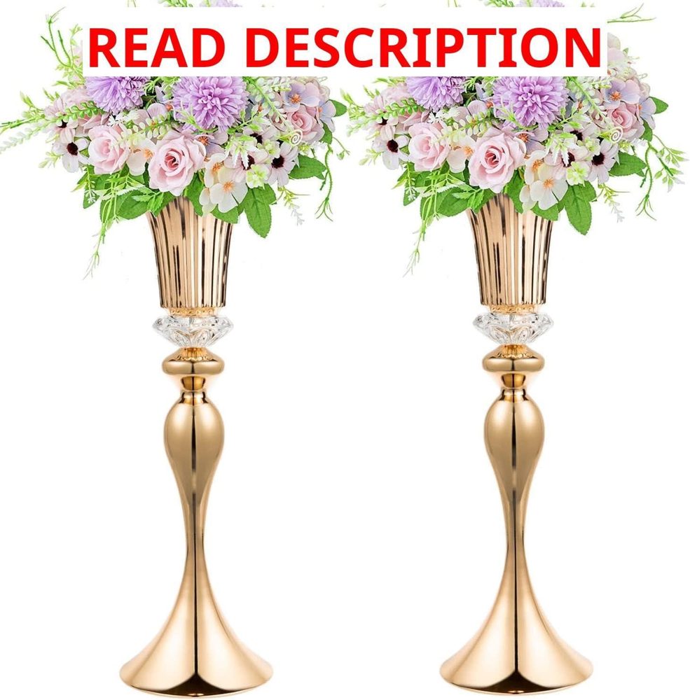 Gold Vases 2Pcs Trumpet Centerpieces