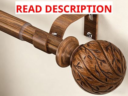 Wood Curtain Rods 36-88" 1" Rods with Finials
