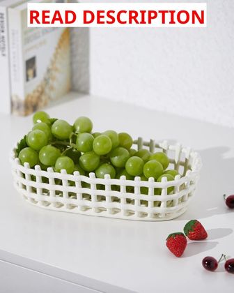 UPWOIGH Large Glazed Ceramic Fruit Basket Bowl
