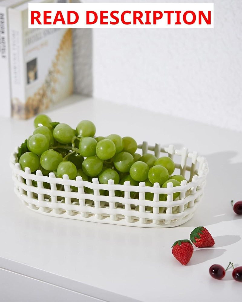 UPWOIGH Large Glazed Ceramic Fruit Basket Bowl