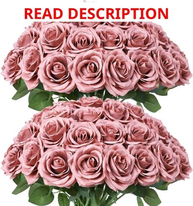 LVEFIT Silk Rose Flowers 50 pcs Stems