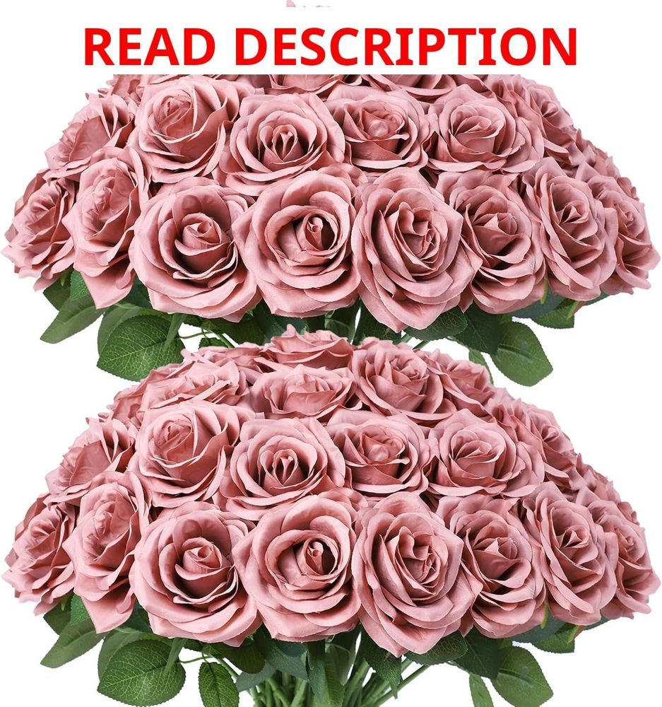 LVEFIT Silk Rose Flowers 50 pcs Stems